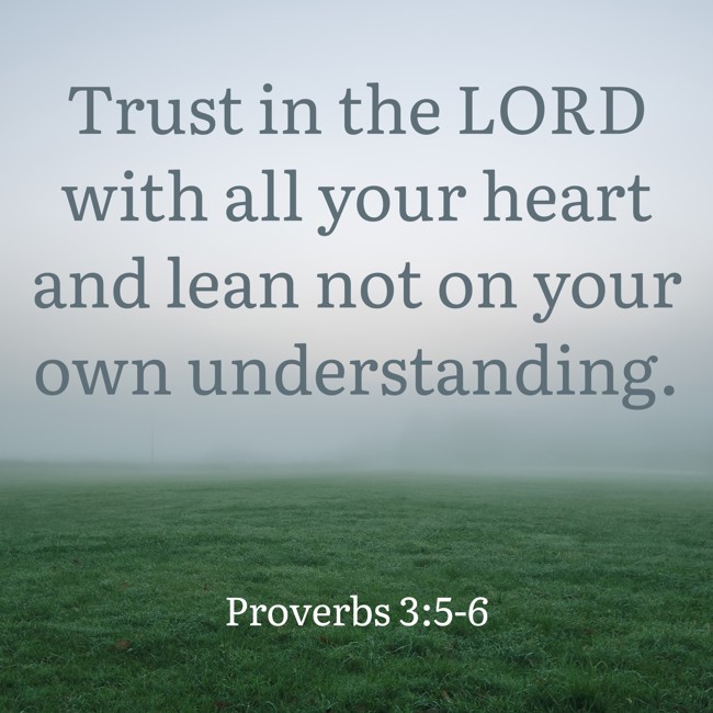 Trust in the LORD with all your heart and lean not on your own understanding. - Proverbs 3:5-6
