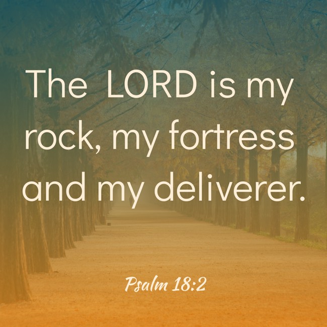 The LORD is my rock, my fortress and my deliverer. - Psalm 18:2