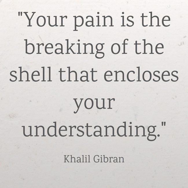 Your pain is the breaking of the shell that encloses your understanding. - Khalil Gibran
