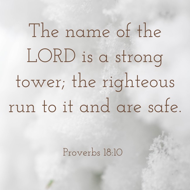 The name of the LORD is a strong tower; the righteous run to it and are safe. - Proverbs 18:10