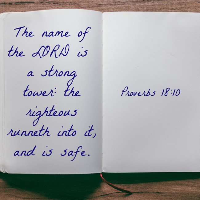 The name of the LORD is a strong tower: the righteous runneth into it, and is safe. - Proverbs 18:10