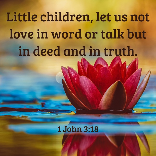 Little children, let us not love in word or talk but in deed and in truth. - 1 John 3:18
