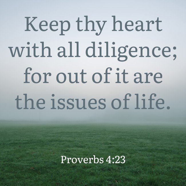 Keep thy heart with all diligence; for out of it are the issues of life. - Proverbs 4:23