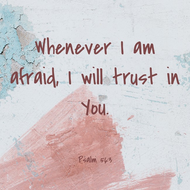 Whenever I am afraid, I will trust in You. - Psalm 56:3