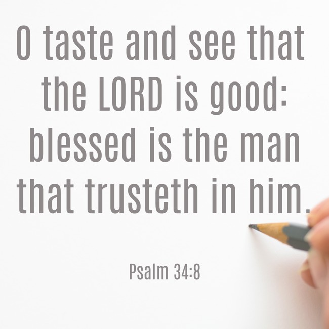 O taste and see that the LORD is good: blessed is the man that trusteth in him. - Psalm 34:8