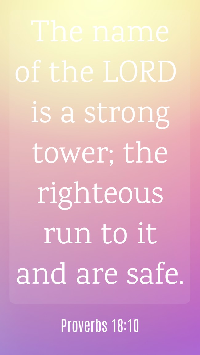 The name of the LORD is a strong tower; the righteous run to it and are safe. - Proverbs 18:10