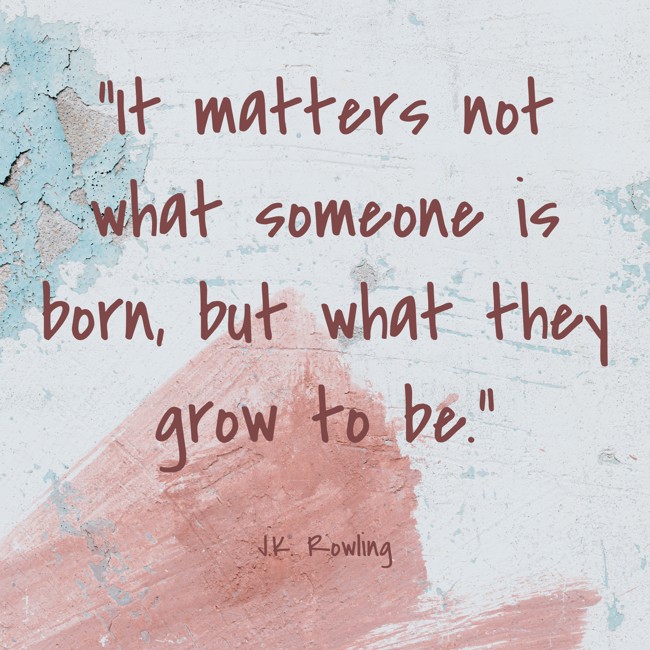 “It matters not what someone is born, but what they grow to be.” - J.K. Rowling