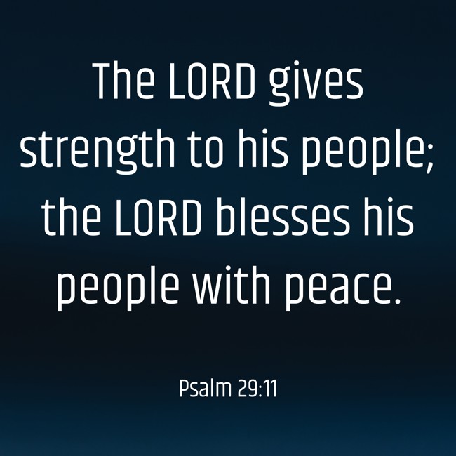The LORD gives strength to his people; the LORD blesses his people with peace. - Psalm 29:11