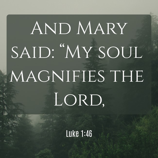 And Mary said: “My soul magnifies the Lord, - Luke 1:46