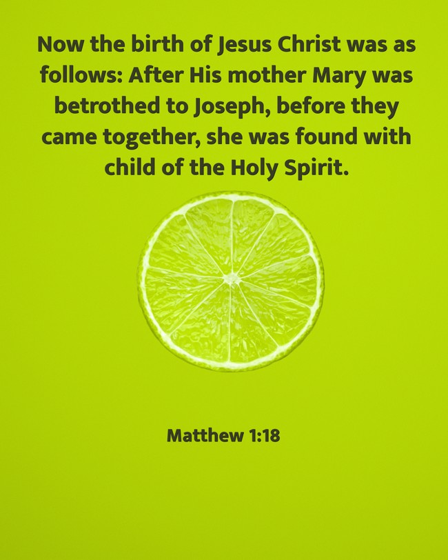 Now the birth of Jesus Christ was as follows: After His mother Mary was betrothed to Joseph, before they came together, she was found with child of the Holy Spirit. - Matthew 1:18