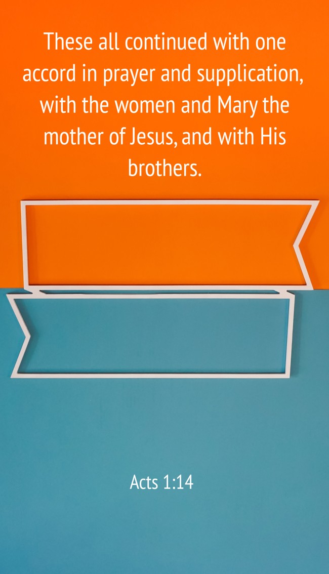 These all continued with one accord in prayer and supplication, with the women and Mary the mother of Jesus, and with His brothers. - Acts 1:14