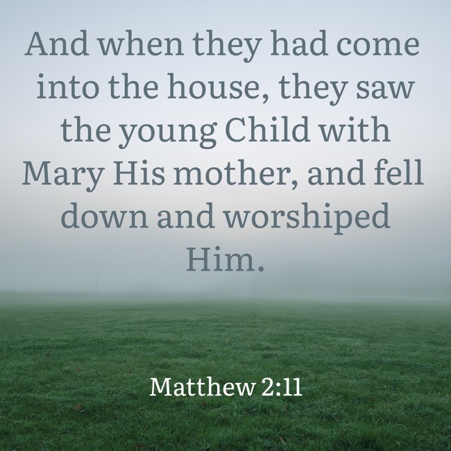 And when they had come into the house, they saw the young Child with Mary His mother, and fell down and worshiped Him. - Matthew 2:11