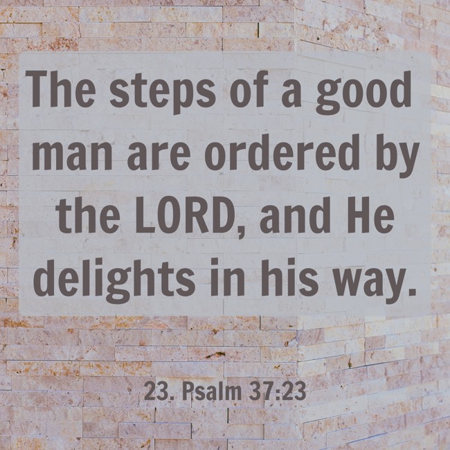 The steps of a good man are ordered by the LORD, and He delights in his way. - 23. Psalm 37:23