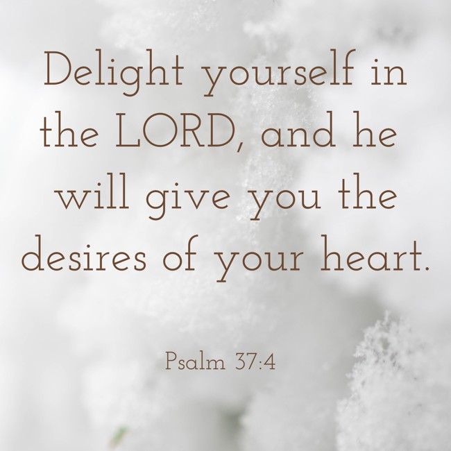 Delight yourself in the LORD, and he will give you the desires of your heart. - Psalm 37:4