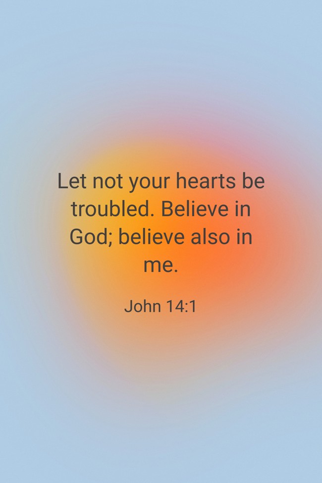 Let not your hearts be troubled. Believe in God; believe also in me. - John 14:1