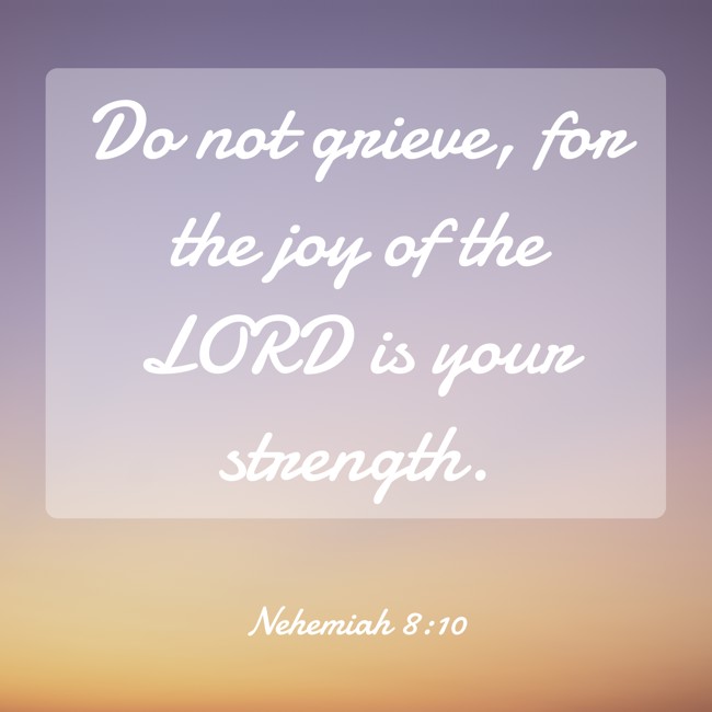 Do not grieve, for the joy of the LORD is your strength. - Nehemiah 8:10
