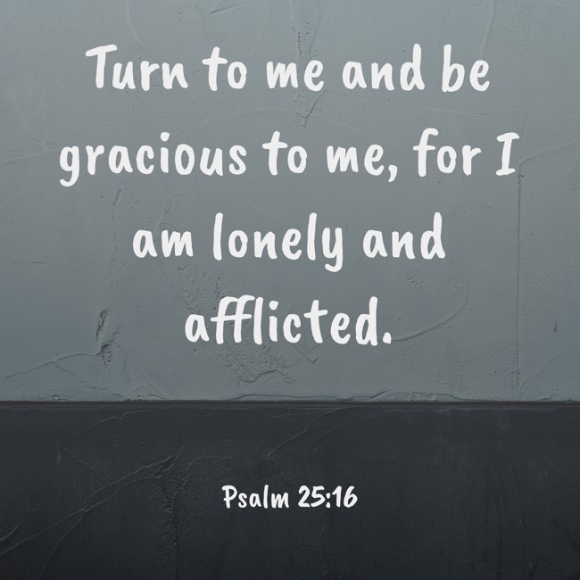 Turn to me and be gracious to me, for I am lonely and afflicted. - Psalm 25:16