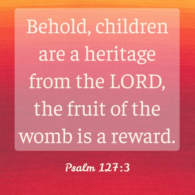 Behold, children are a heritage from the LORD, the fruit of the womb is a reward. - Psalm 127:3