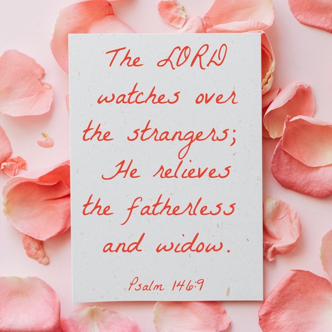  The LORD watches over the strangers; He relieves the fatherless and widow.   - Psalm 146:9 
