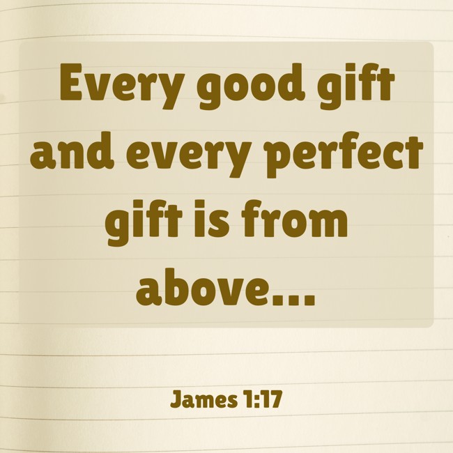 Every good gift and every perfect gift is from above… - James 1:17
