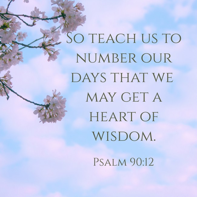 So teach us to number our days that we may get a heart of wisdom. - Psalm 90:12