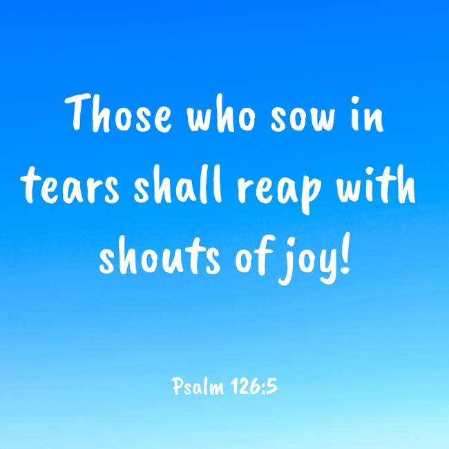Those who sow in tears shall reap with shouts of joy! - Psalm 126:5