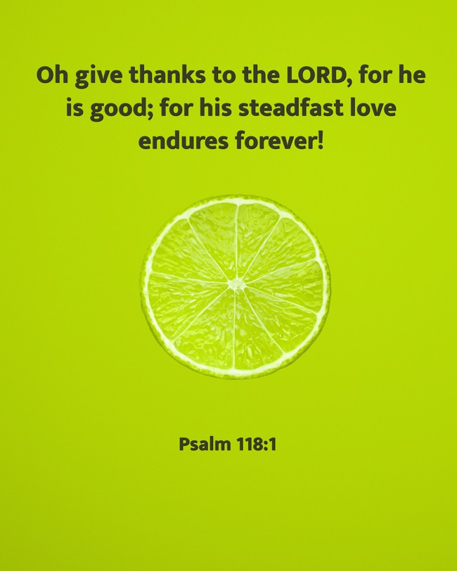Oh give thanks to the LORD, for he is good; for his steadfast love endures forever! - Psalm 118:1