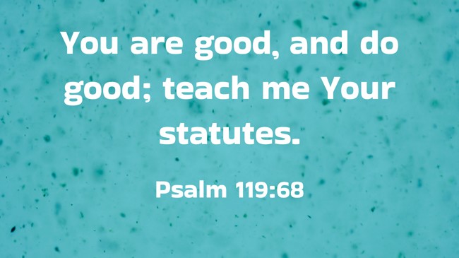 You are good, and do good; teach me Your statutes. - Psalm 119:68