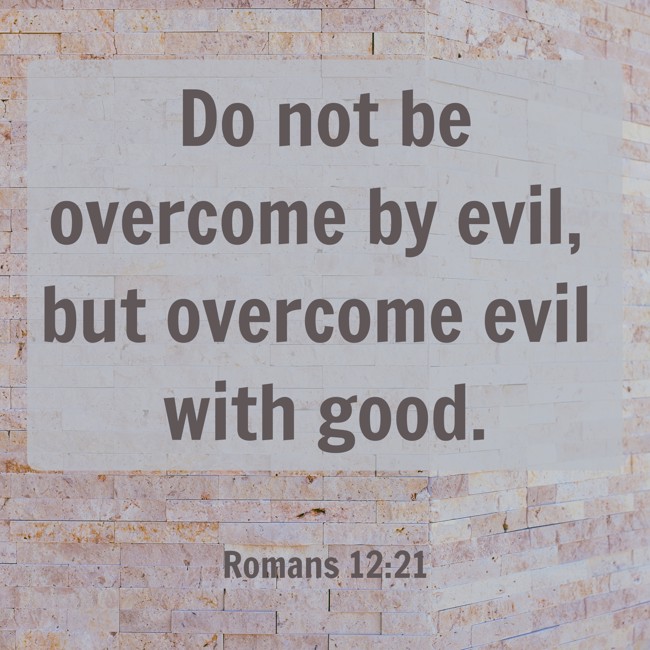 Do not be overcome by evil, but overcome evil with good. - Romans 12:21