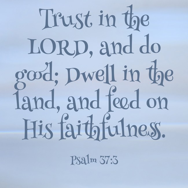 Trust in the LORD, and do good; Dwell in the land, and feed on His faithfulness. - Psalm 37:3