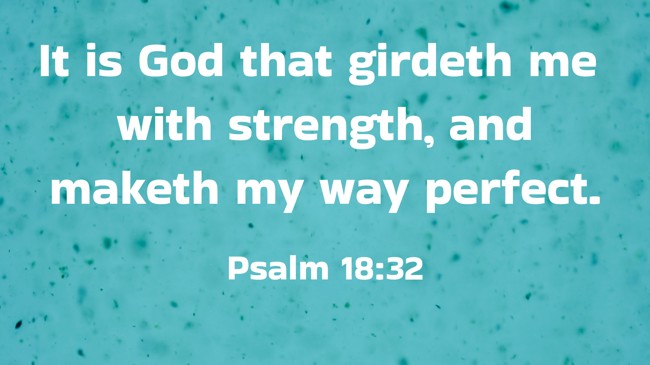 It is God that girdeth me with strength, and maketh my way perfect. - Psalm 18:32