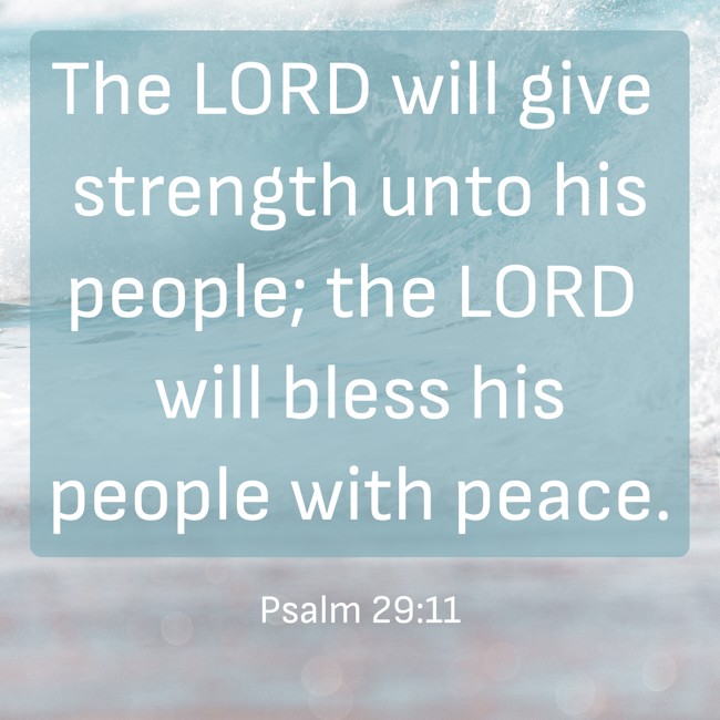 The LORD will give strength unto his people; the LORD will bless his people with peace. - Psalm 29:11