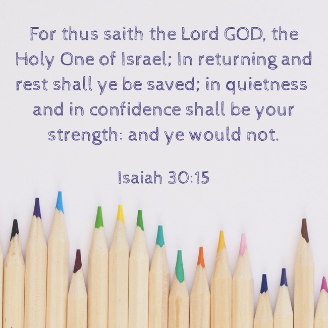 For thus saith the Lord GOD, the Holy One of Israel; In returning and rest shall ye be saved; in quietness and in confidence shall be your strength: and ye would not. - Isaiah 30:15