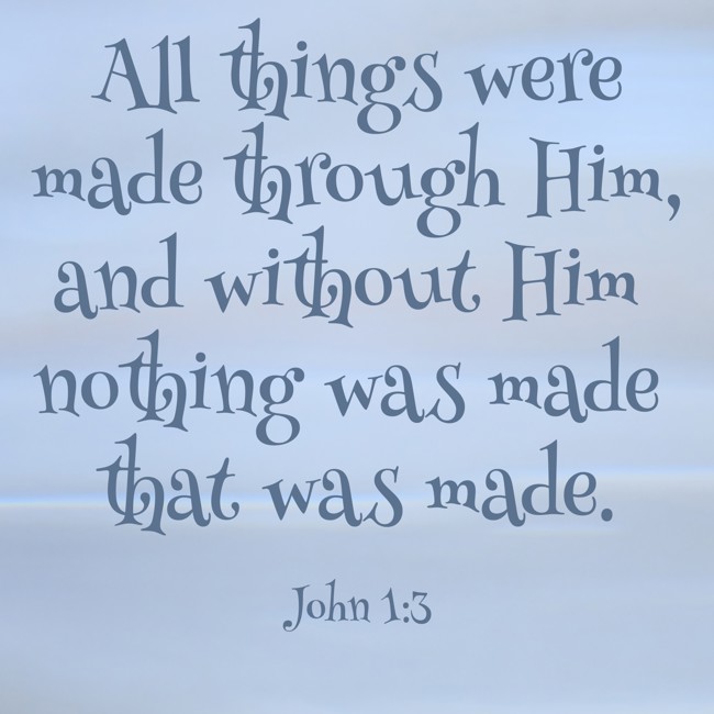 All things were made through Him, and without Him nothing was made that was made. - John 1:3