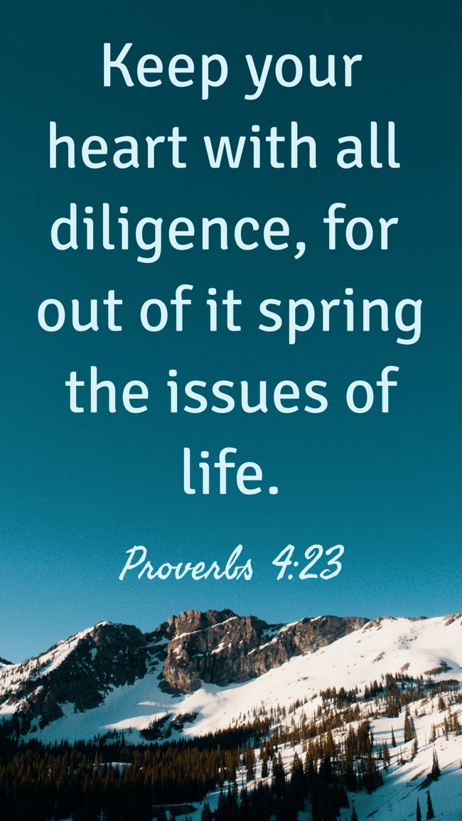 Keep your heart with all diligence, for out of it spring the issues of life. - Proverbs 4:23