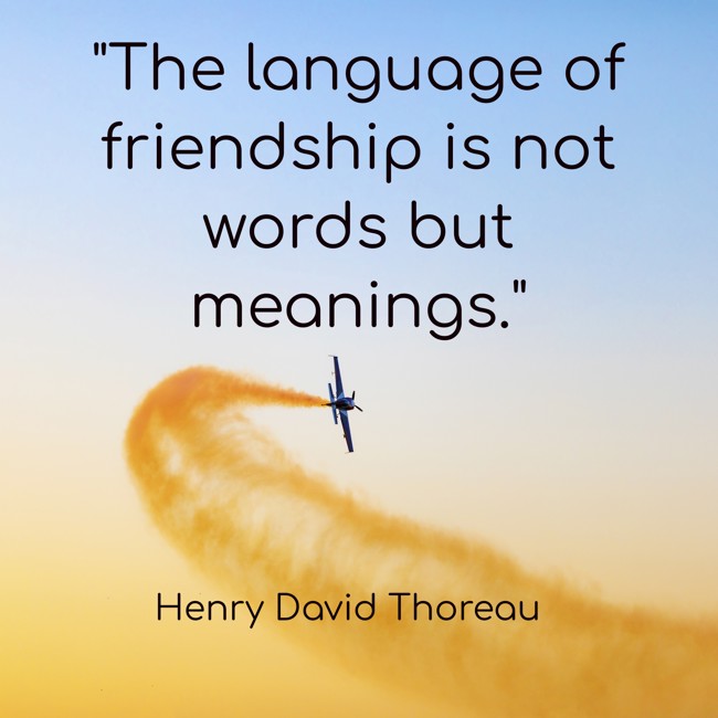 The language of friendship is not words but meanings. - Henry David Thoreau