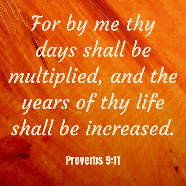 For by me thy days shall be multiplied, and the years of thy life shall be increased. - Proverbs 9:11