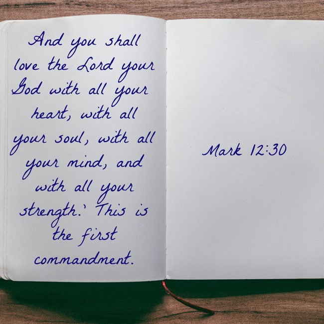 And you shall love the Lord your God with all your heart, with all your soul, with all your mind, and with all your strength.’ This is the first commandment. - Mark 12:30