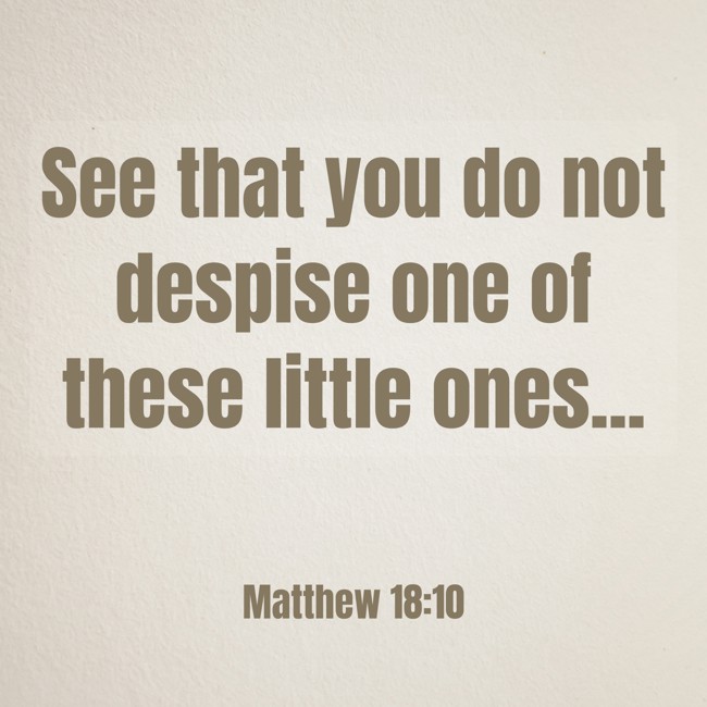 See that you do not despise one of these little ones... - Matthew 18:10