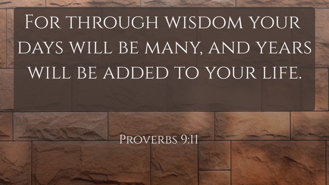  For through wisdom your days will be many, and years will be added to your life.   - Proverbs 9:11 