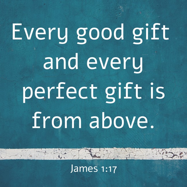 Every good gift and every perfect gift is from above. - James 1:17