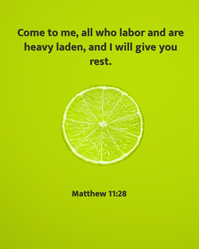 Come to me, all who labor and are heavy laden, and I will give you rest. - Matthew 11:28