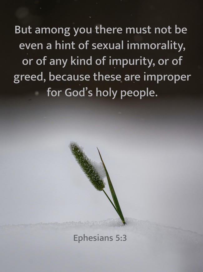 But among you there must not be even a hint of sexual immorality, or of any kind of impurity, or of greed, because these are improper for God’s holy people. - Ephesians 5:3