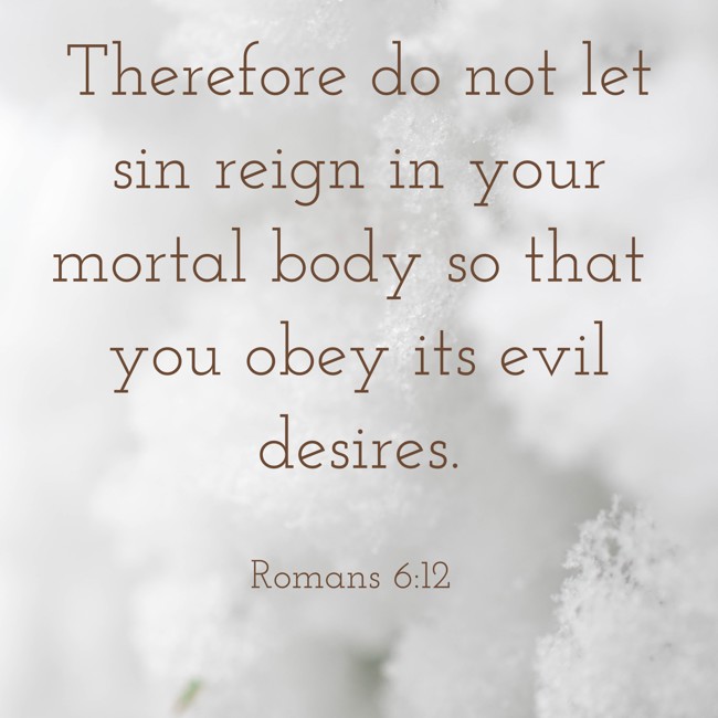 Therefore do not let sin reign in your mortal body so that you obey its evil desires. - Romans 6:12
