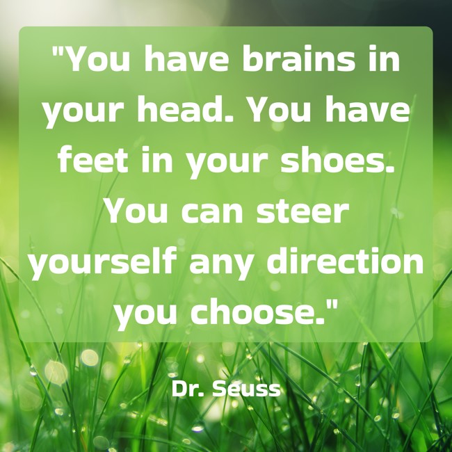 You have brains in your head. You have feet in your shoes. You can steer yourself any direction you choose. - Dr. Seuss