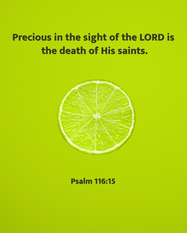 Precious in the sight of the LORD is the death of His saints. - Psalm 116:15