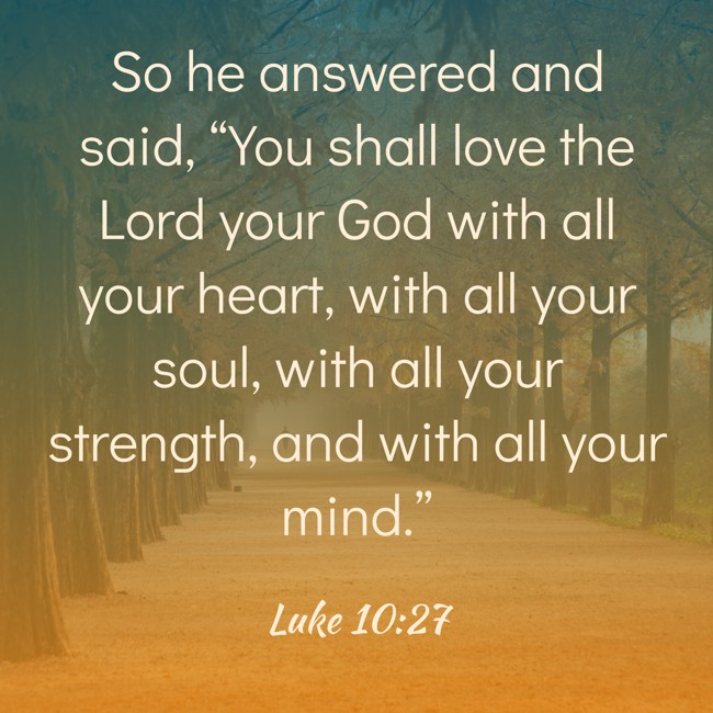 So he answered and said, “You shall love the Lord your God with all your heart, with all your soul, with all your strength, and with all your mind.” - Luke 10:27