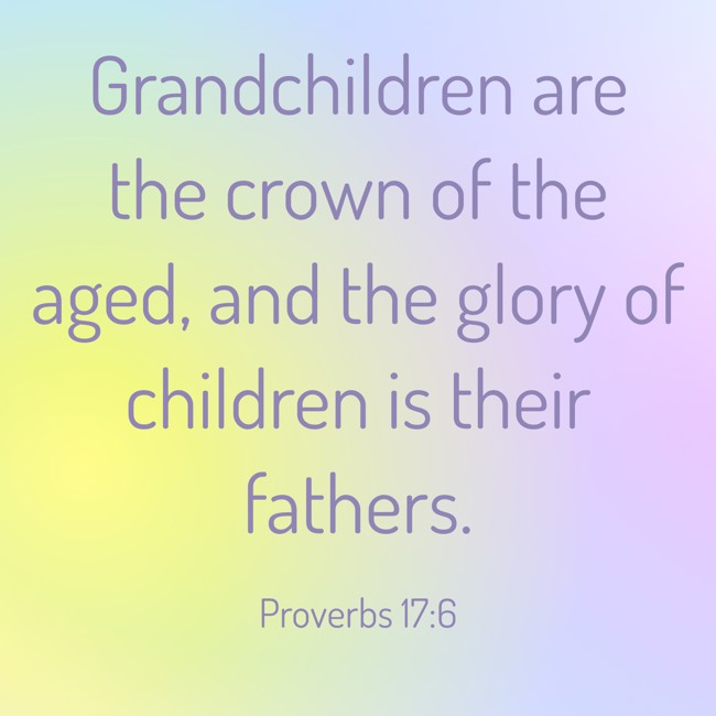 Grandchildren are the crown of the aged, and the glory of children is their fathers. - Proverbs 17:6