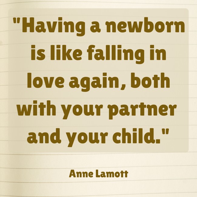 Having a newborn is like falling in love again, both with your partner and your child. - Anne Lamott