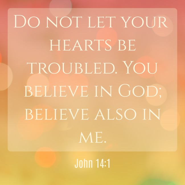 Do not let your hearts be troubled. You believe in God; believe also in me. - John 14:1